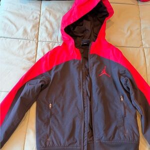 Jordan Kids' Hooded Windbreaker Jacket - Black & red